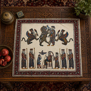 Achaemenid Inspired King & Mythical Scene Tapestry (30x30in) Hakhamanesh Tablecloch