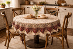 BLUENIYA 48" Round Ghalamkar Cotton Tablecloth – Hand-Stamped Floral Paisley, Washable