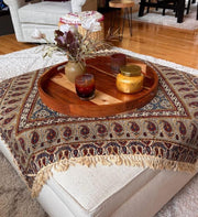 BLUENIYA 40" Square Ghalamkar Cotton Tablecloth – Hand Block Printed Persian Tile & Paisley, Washable