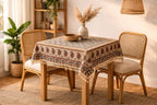 BLUENIYA 40" Square Ghalamkar Cotton Tablecloth – Hand Block Printed Persian Tile & Paisley, Washable