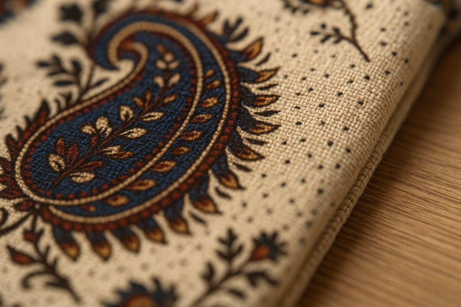BLUENIYA 70" Round Cotton Tablecloth – Hand Block Printed Vintage Paisley