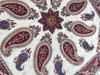 BLUENIYA 40" Square Ghalamkar Cotton Tablecloth – Hand Block Printed Persian Paisley, Washable