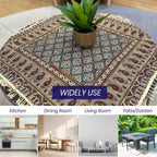 BLUENIYA 40" Square Ghalamkar Cotton Tablecloth – Hand Block Printed Persian Tile & Paisley, Washable