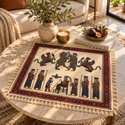 Achaemenid Inspired King & Mythical Scene Tapestry (30x30in) Hakhamanesh Tablecloch