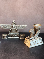 Handmade Achaemenid Persian Style Decor Set of 3, Lion Statues, Faravahar, Golden Box