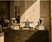 Handmade Achaemenid Persian Style Decor Set of 3, Lion Statues, Faravahar, Golden Box