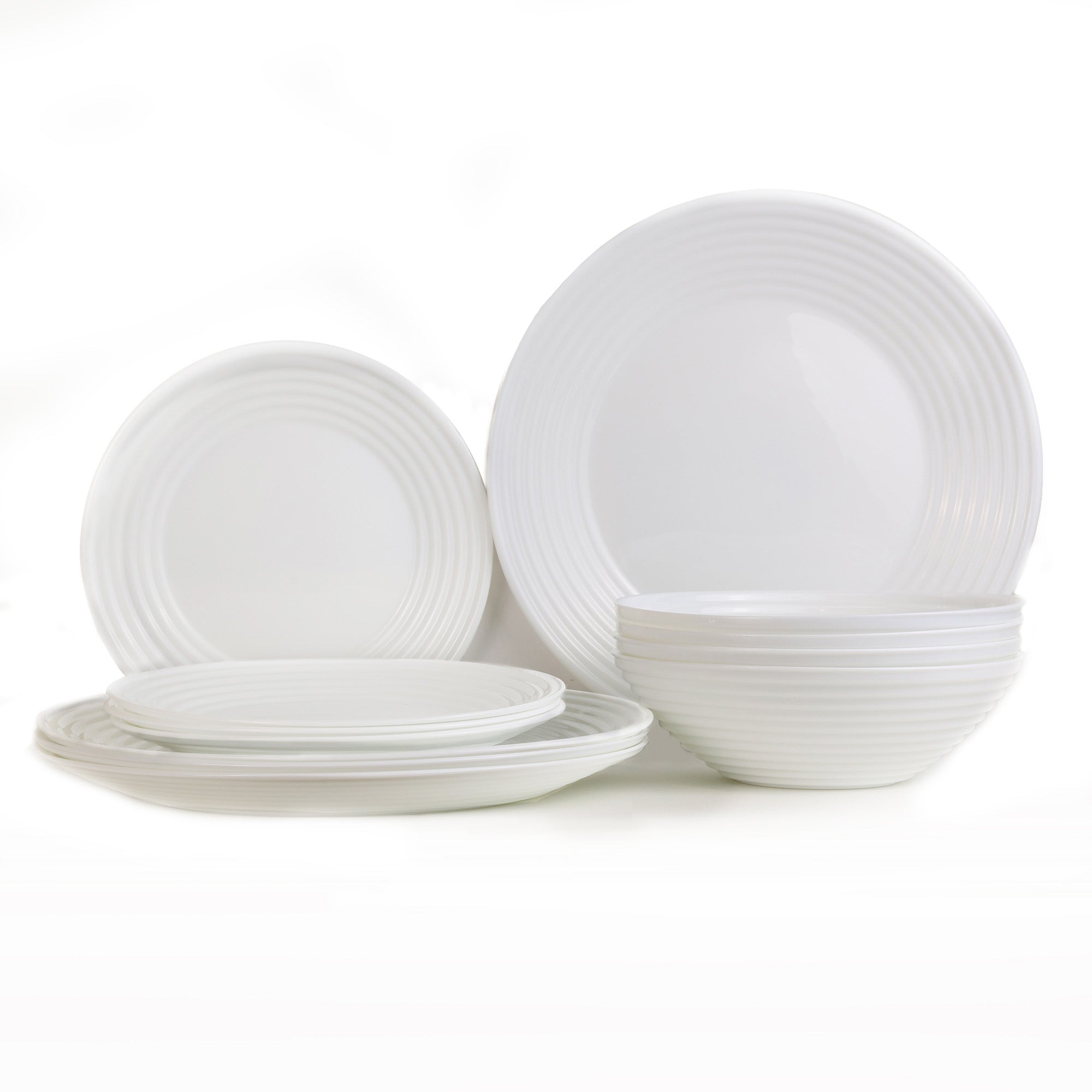 Tempered Opal 12 piece Dinner Set,Circles