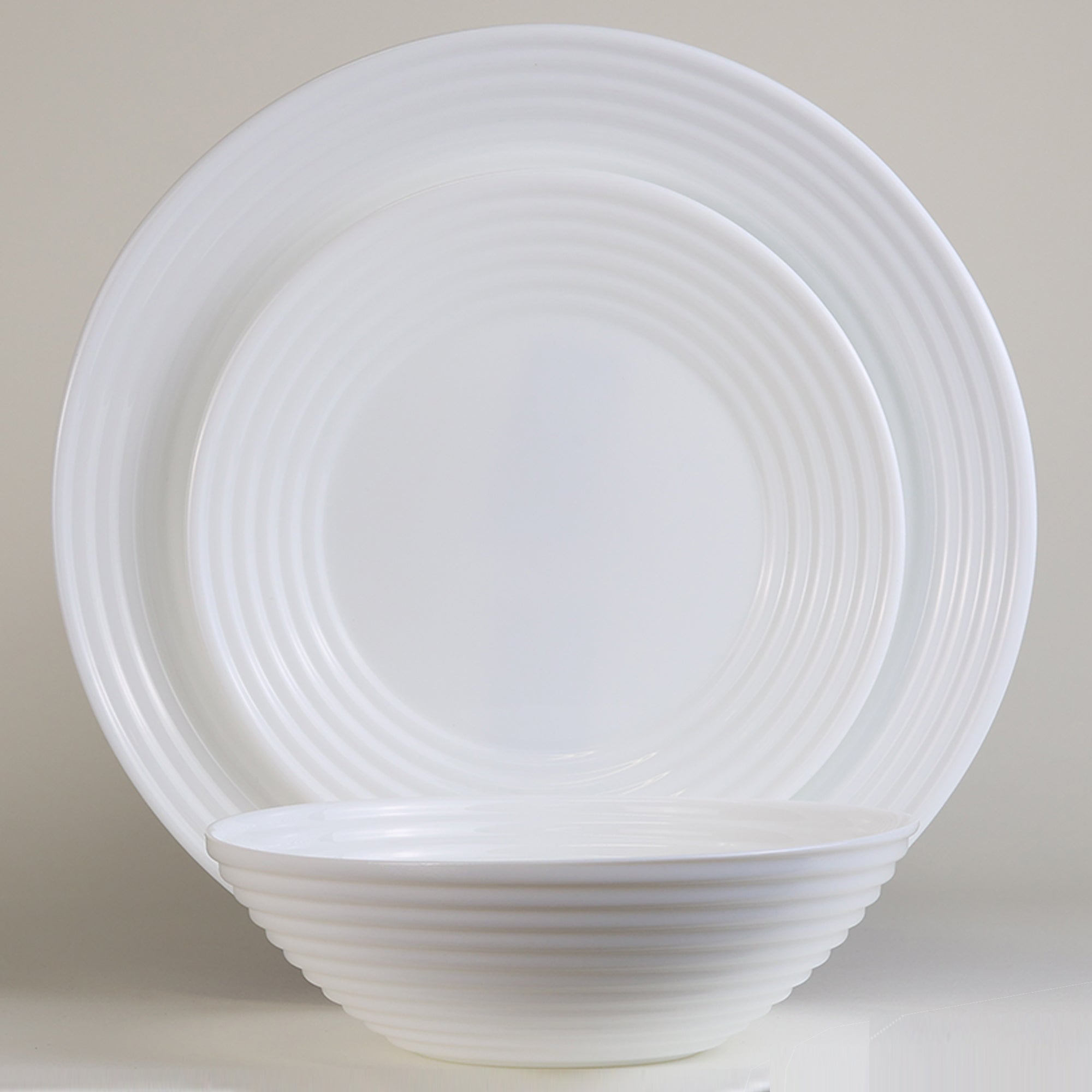 Tempered Opal 12 piece Dinner Set,Circles