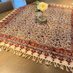 BLUENIYA Termeh Elegance – 40"x40" Handcrafted Cotton Tablecloth | Washable, Reusable, Persian Paisley Design – Small Square Coffee & Dining Table Cover