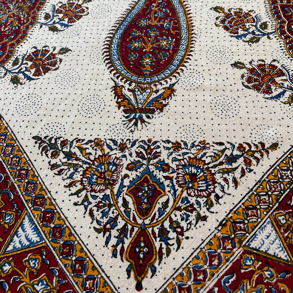BLUENIYA Termeh Elegance – 40"x40" Handcrafted Cotton Tablecloth | Washable, Reusable, Persian Paisley Design – Small Square Coffee & Dining Table Cover