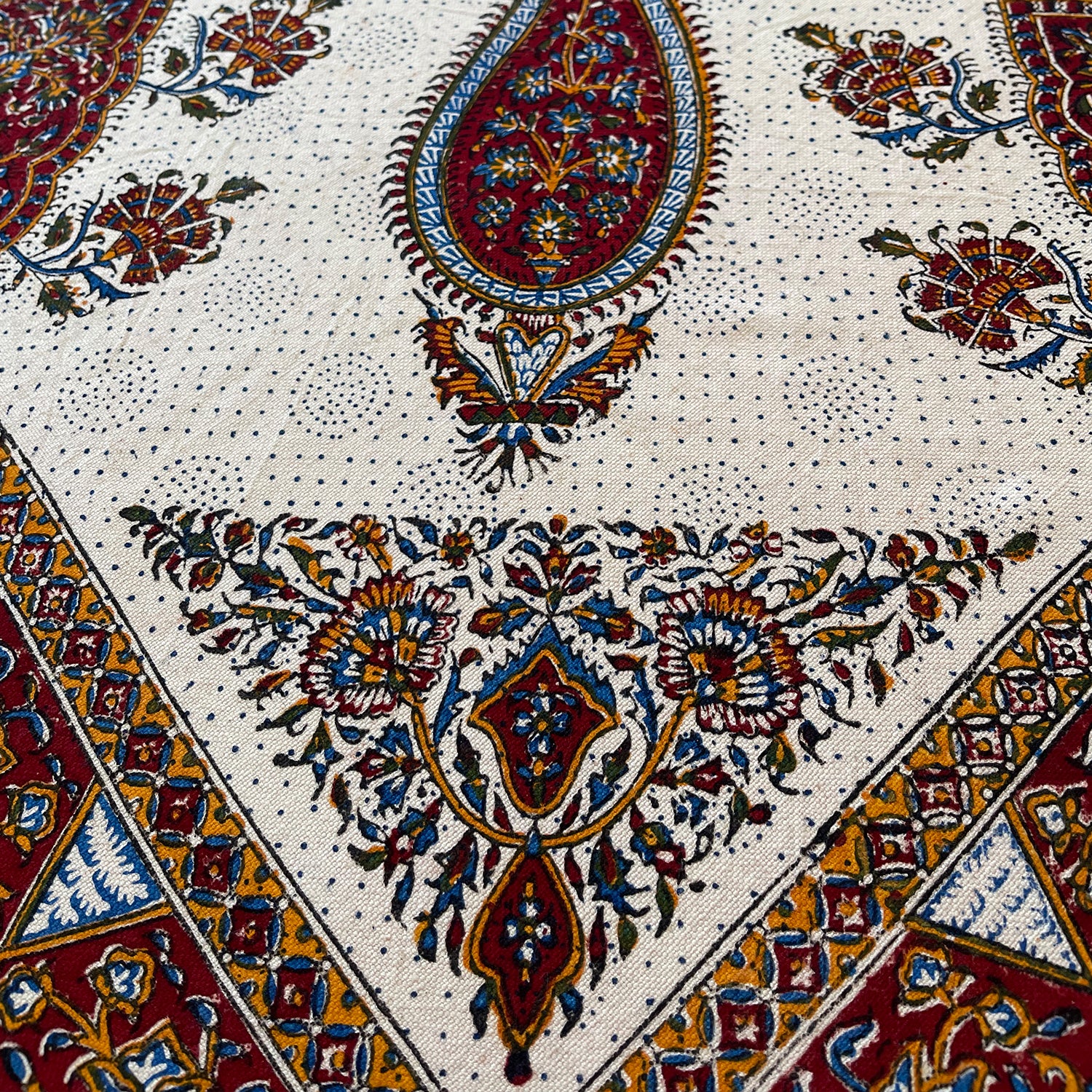 BLUENIYA Termeh Elegance – 40"x40" Handcrafted Cotton Tablecloth | Washable, Reusable, Persian Paisley Design – Small Square Coffee & Dining Table Cover