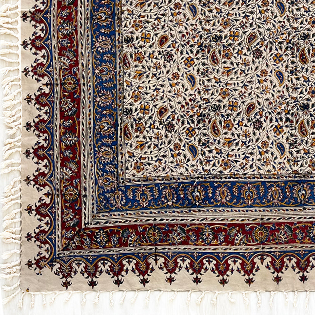 BLUENIYA Termeh Elegance – 40"x40" Handcrafted Cotton Tablecloth | Washable, Reusable, Persian Paisley Design – Small Square Coffee & Dining Table Cover