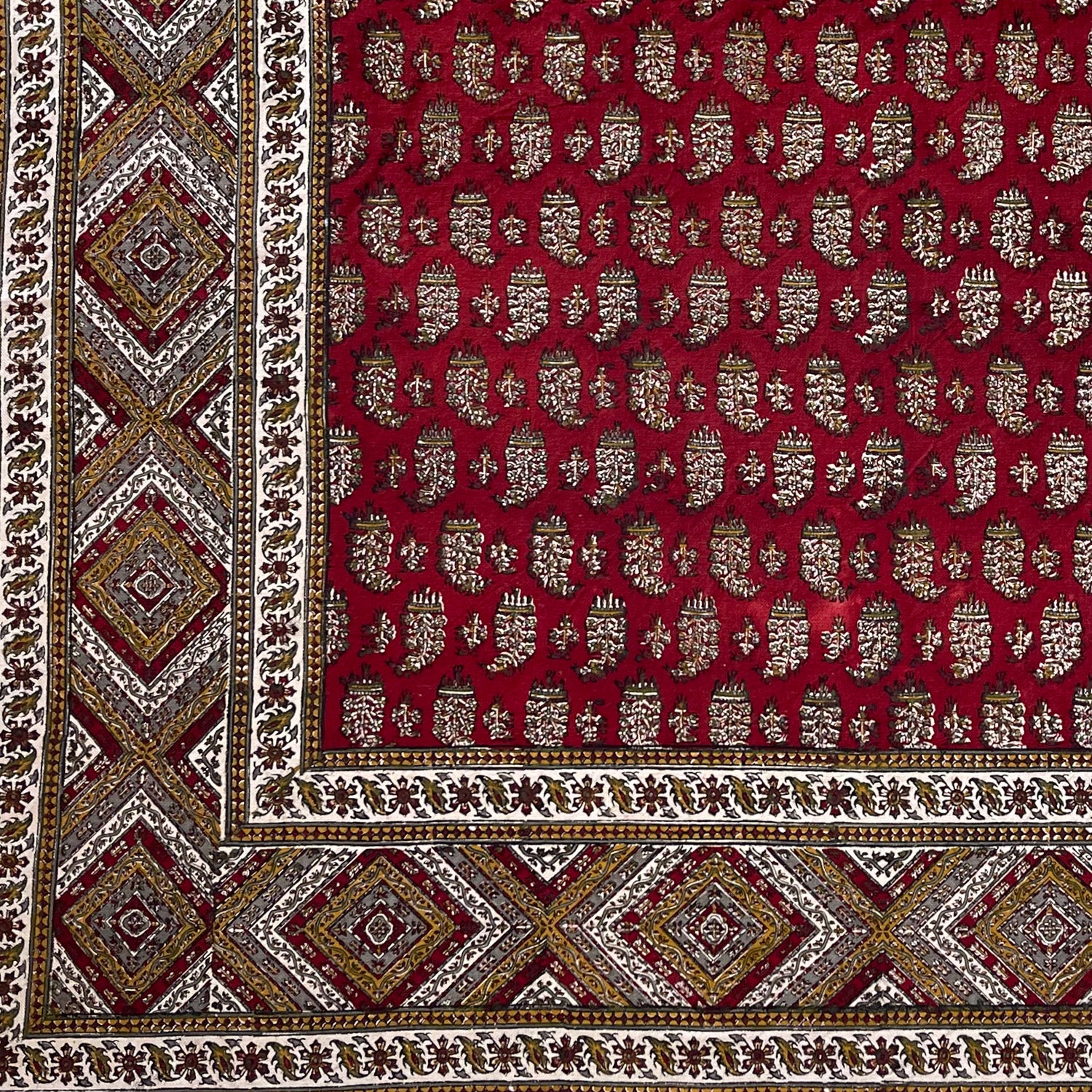 BLUENIYA Termeh Elegance – 40"x40" Handcrafted Cotton Tablecloth | Washable, Reusable, Persian Paisley Design – Small Square Coffee & Dining Table Cover