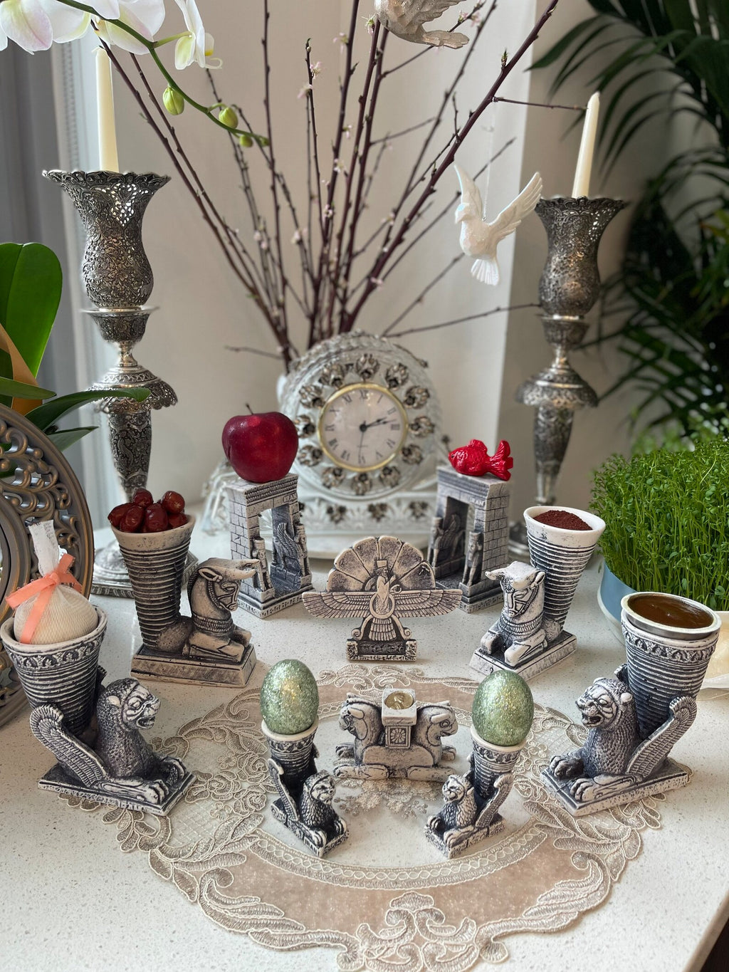 9-Piece Haft Seen Statue Set: Ancient Persian Nowruz Decor