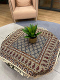 BLUENIYA 40" Square Ghalamkar Cotton Tablecloth – Hand Block Printed Persian Tile & Paisley, Washable