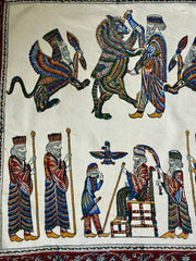 Achaemenid Inspired King & Mythical Scene Tapestry (30x30in) Hakhamanesh Tablecloch