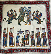 Achaemenid Inspired King & Mythical Scene Tapestry (30x30in) Hakhamanesh Tablecloch