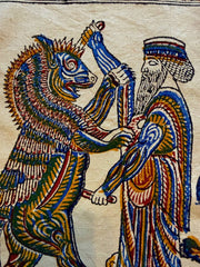 Achaemenid Inspired King & Mythical Scene Tapestry (30x30in) Hakhamanesh Tablecloch