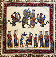 Achaemenid Inspired King & Mythical Scene Tapestry (30x30in) Hakhamanesh Tablecloch